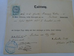 Za427.10 Old document - receipt - quittung - zeiden - black pile - 1879 - 20 frt duty stamps