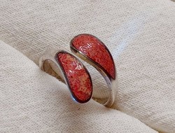 Modern silver coral ring, 925 silver