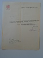 Za432.13 Mag. Out. Autograph letter of Minister of Finance - Aurél Dörner PM Ministerial Counselor, 1936