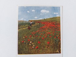 Old postcard Hungarian art postcard szinyei-merse: poppy