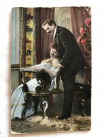 Antik, régi romantikus képeslap  - 1910               -3.