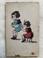 Antique drawn and colored humorous postcard - post clean -3.