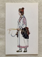 Old Russian women's folk costume postcard with drawings - Orlov province - -3.