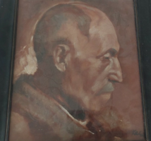(K) Portré festmény (Kohán György?) 36x30 cm kerettel