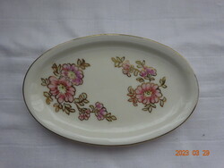Zsolnay pink floral, oval small bowl, jewelry holder