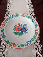 Régi magyar népi - virág - motivumos   porcelán fali tányér - leveses tányér