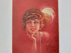 Old postcard 1914 art postcard lady