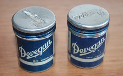 Vintage Bayer Leverkusen Devegan fém gyógyszeres doboz 2 db múlt század fémdoboz bádogdoboz