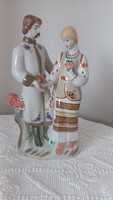 Retro Szovjet Polanszki Művészeti Kerámigyár "Szerelmes pár" ,jelzett, figurális szobor