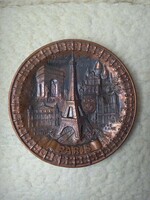 Párizs vörösréz fali dísztányér