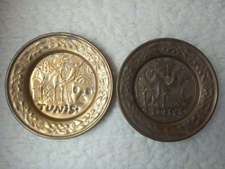 2 Tunisian copper decorative wall plates