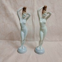 Standing nude porcelain woman. In pairs