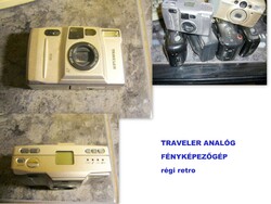 Sok féle analóg fényképezőgép régi retro BRAUN MINOLTA TRAVELER RICOH FUJI -MPL csomagautomatába is