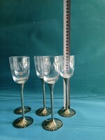 Metal-stemmed, liqueur, glass goblet