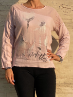 Pink blouse with button-up sleeves