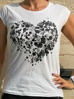 Reserved white top, t-shirt, with heart