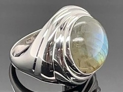 Extra különleges színjátszós  labradorit drágaköves sterling ezüst gyűrű 925/ - új 56 méret