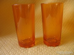 2 db retro borostyán színű Bormioli váza, pohár