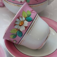 Bieder tea set pink base glaze with field flowers