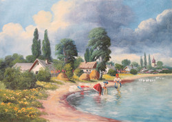 Hungarian painter, first half of the 20th century: on the river bank