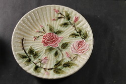 Antik rózsás majolika tányér 833