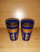 Pair of blue gold-decorated glass glasses (0-3)