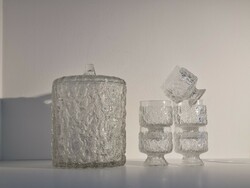 Vintage német Goebel jégüveg készlet- fedeles tároló + 5 db pohár