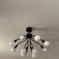 Hatalmas mid-century sputnik jellegű, gömb búrás, gömbös mennyezeti csillár