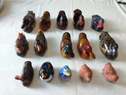 Colorful ceramic ducks, collection of 15 pieces