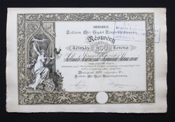 Zellerin M (Mátyás) -féle Gyári Részvénytársaság részvény 200 korona 1893