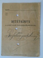 ZA433.11   Betétkönyv - GYŐR  - Győri Első Takarékpénztár - Révfalusi gazda közösség 1899 Surányi ny
