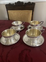 Silver tea cups/with saucers - 758g