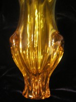 Muranói borostyán színű .vastag falú váza ritkaság 36 cm-es
