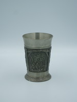 3 pewter cups with life pictures