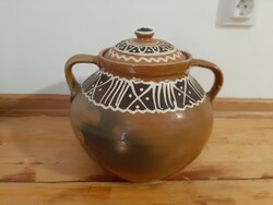 Large glazed cooking pot