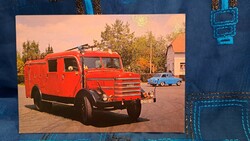 Régi autós, tűzoltós képeslap 12 (M3640)