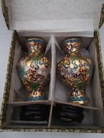 Decorative enamel vases in their original box