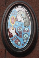 Stefániay edit fire enamel picture - oval fire enamel picture with mirror