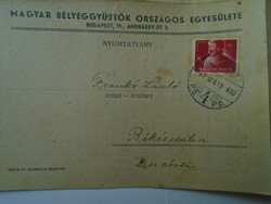 D194140 mailed mboe circular - László Franko postmaster Békéscsaba 1947 - Hungarian stamp collectors