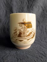 Beautiful, marked Asian porcelain cup - mug with gold painting, flawless