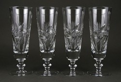 1M565 old crystal stemmed champagne glass 4 pieces 17 cm
