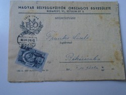 D194163 mailed mboe circular - László Franko postmaster Békéscsaba 1950 - Hungarian stamp collectors