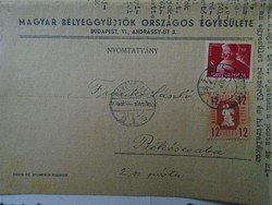 D194144 mailed mboe circular - László Franko postmaster Békéscsaba 1947 - Hungarian stamp collectors