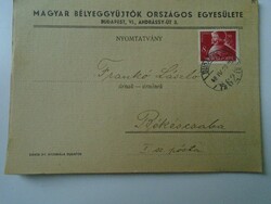 D194160 mailed mboe circular - László Franko postmaster Békéscsaba 1948 - Hungarian stamp collectors