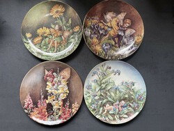 Dreamy still life, with flower fairies, English porcelain decorative plates, collector's pieces