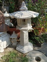 Ritka Nagy 95cm Japán kertépítő Kő lámpa  Feng Shui  kerti tó pagoda műkő szobor