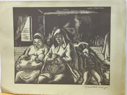 Vadász Endre /1901-1944/fametszet,/Daumier után/ 19 x 24 cm, jelzett, papír,