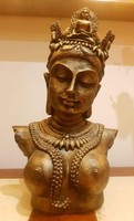 Női Buddha, Istennő Saraswati bronzos bevonatú keleti szobor