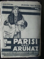 A Párisi Nagy Áruház árjegyzéke 1934-35 évre 62 oldalas