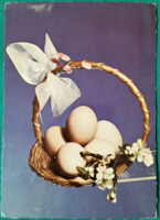 Retro húsvéti képeslap,  tojás, 1976, futott